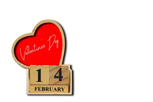 Blokkok Dátum Február Piros Szív Háttér Szív Szó Szeretet Szerelem — Stock Fotó