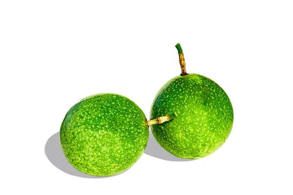 Green Passion Fruits Isolated White Backgroun — Stock Photo, Image