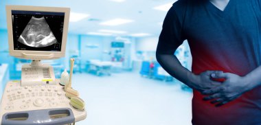 Ultrason makinesi White 'ta izole edildi. Karın Görüntüleme Ultrason Sistemi. Ultrasonografi Makinesi. Tanı Sonografisi. Tıbbi Teşhis Cihazı. Pediatrik Yetişkin Hastanesi Ekipmanları
