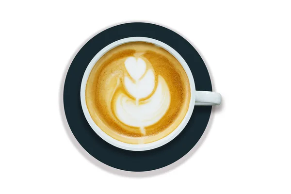 Tampilan Atas Cappuccino Atau Latte Dengan Busa Kopi Seni Latte — Stok Foto