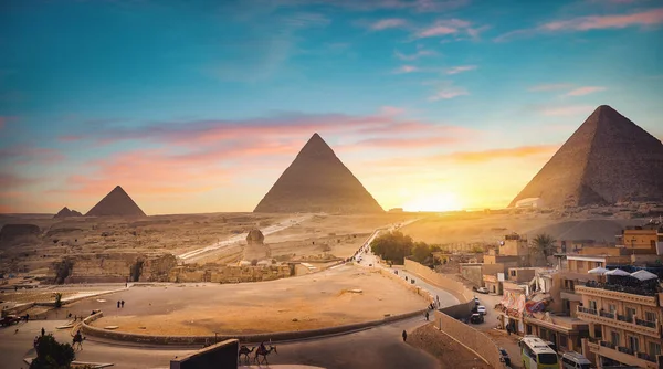 Giza o zachodzie słońca — Zdjęcie stockowe