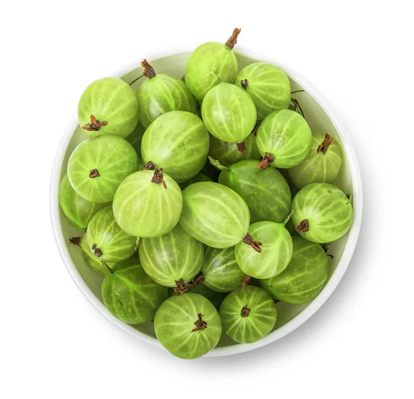 Green gooseberry in bowl — Stock Photo, Image