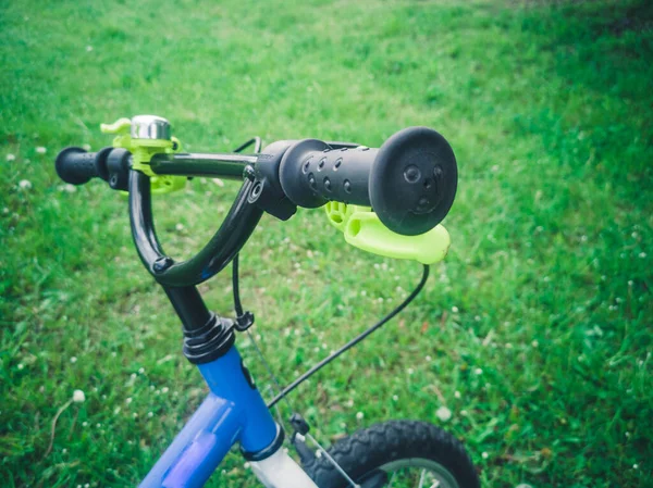 Bike Parts Teen Boy Standing Summer Park Outdoors Wheel Closeup — Stock Photo, Image