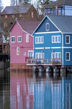 Binalar, deniz binaları, liman, rıhtım, eski, eski, eski, deniz, okyanus, körfez, evler, deniz kenarı, Coupville Washington, kasaba