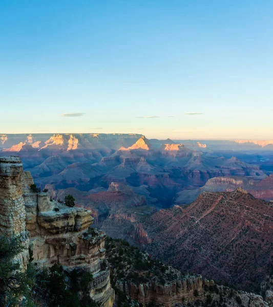 Pôr Sol Grand Canyon Arizona Banhado Pela Luz Noite — Fotografia de Stock