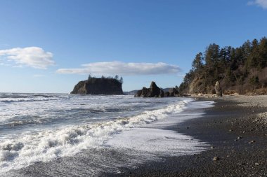 Washington 'un engebeli sahillerinde öğleden sonra Olympic Ulusal Parkı' ndaki Ruby Sahili 'nde.