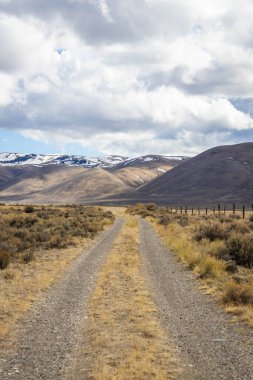 Idaho 'daki uzak dağlara doğru giden uzun, düz bir yol..