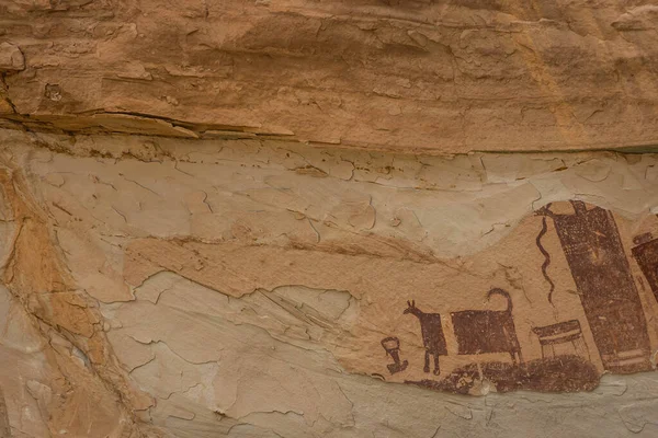 Utah Taki Tapınak Dağı Yıkama Resim Paneli Ndeki Petrogliflerin Yakın — Stok fotoğraf