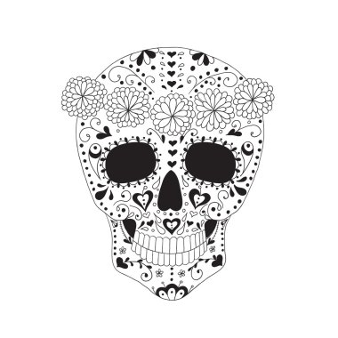 Kafatası ile çiçek süsleme.