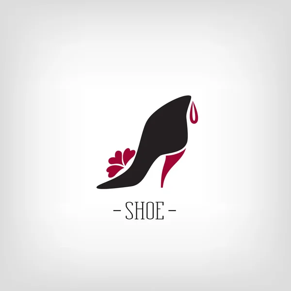 Gestileerde womens schoenen. Pictogram schoenenwinkel. Logo ontwerp voor het bedrijf. — Stockvector