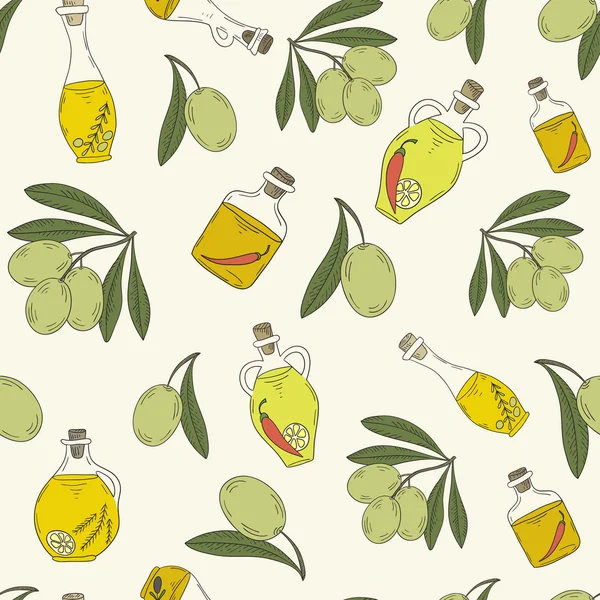 Patrón con ramas del olivo . — Vector de stock