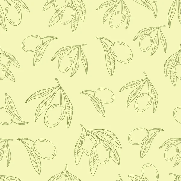 オリーブの木の枝とパターン. — ストックベクタ
