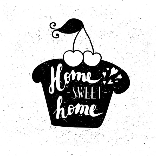 Le cupcake avec la phrase Sweet home . — Image vectorielle