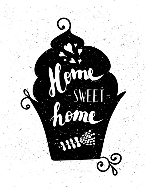 Der Cupcake mit der Phrase sweet home. — Stockvektor