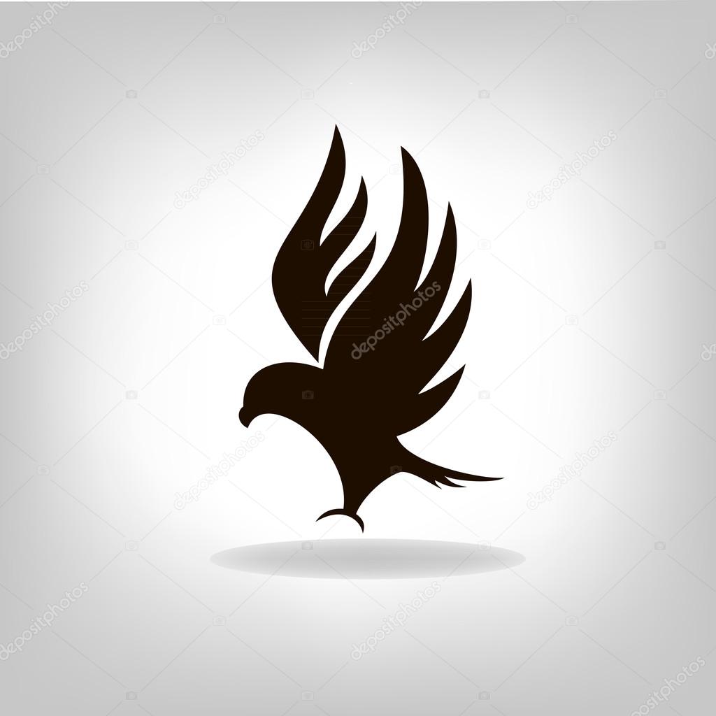 Black eagle isolated with outstretched wings, logo