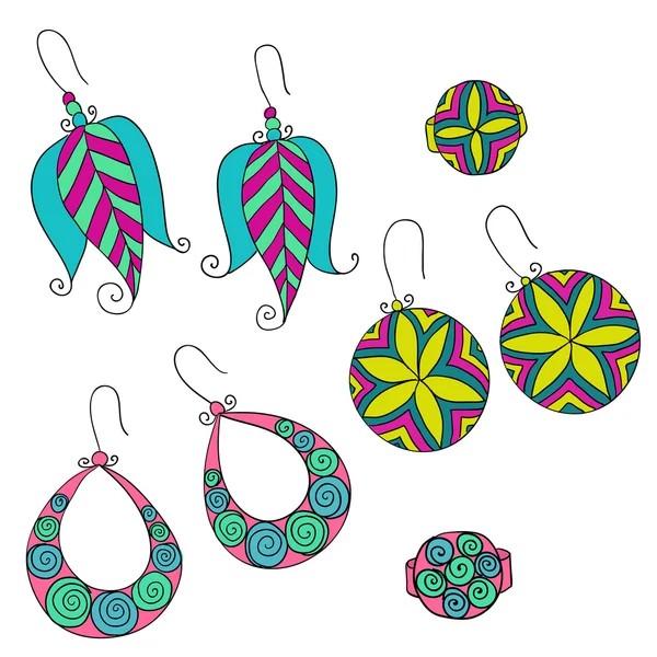 Vector conjunto de diferentes pendientes femeninos — Vector de stock