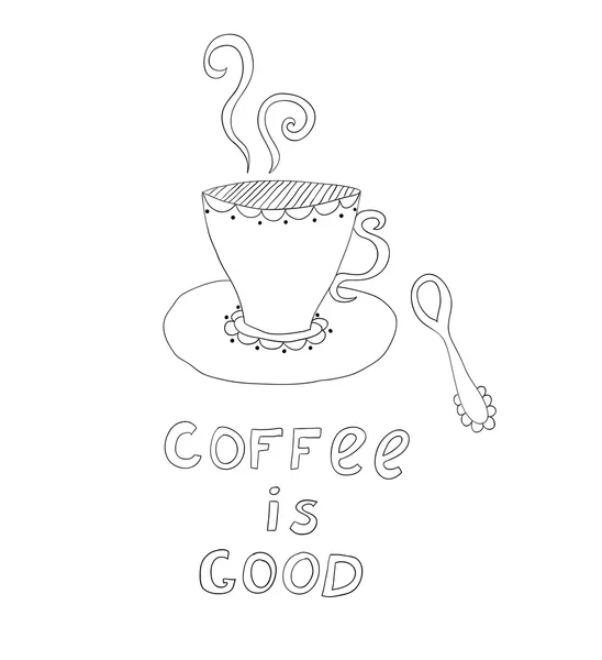 Icône dessinée à la main de doodle tasse à café — Image vectorielle