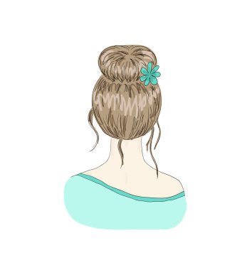 woman hairstyle view from back clipart