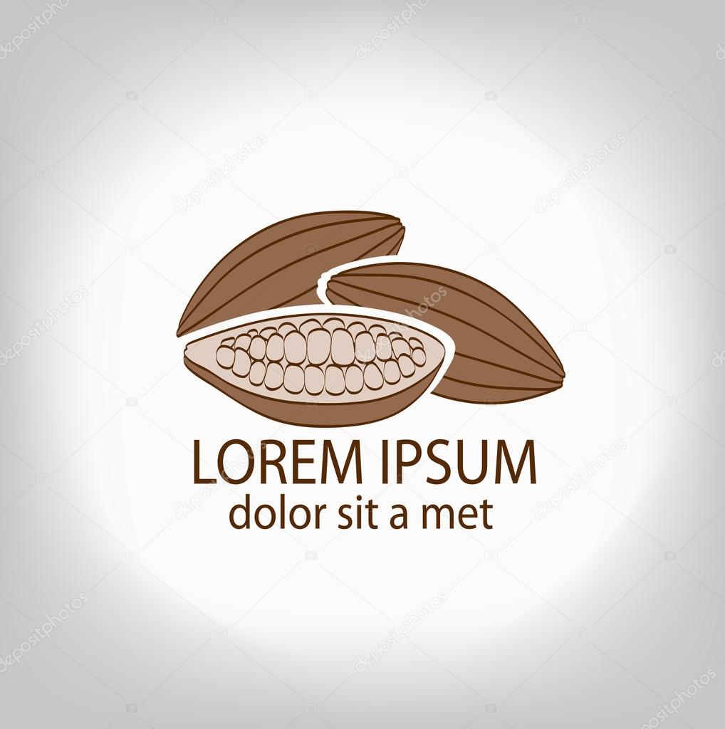 Cocoa beans, logo on a white background