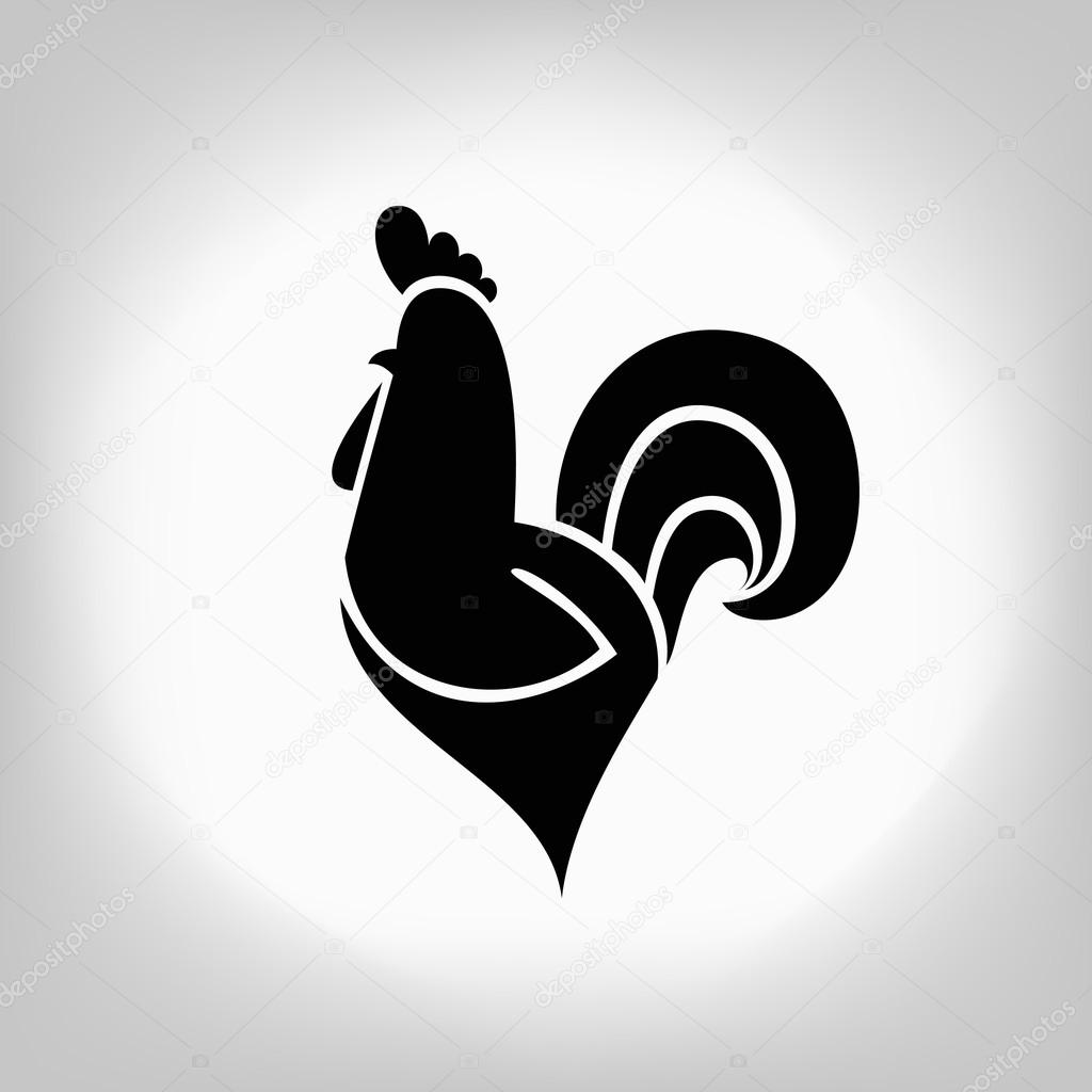 The black stylized cocks on a white background