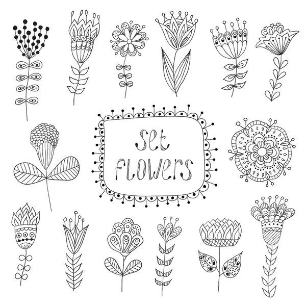 Elementos florales vintage dibujados a mano. Flores . — Vector de stock