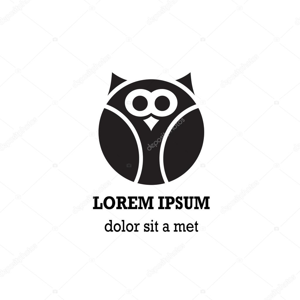 Stylized owl is isolated on white background