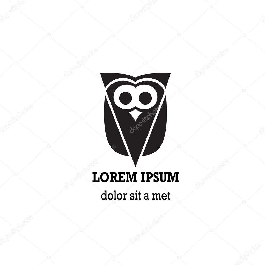 Stylized owl is isolated on white background