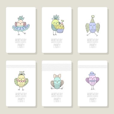 Sevimli kuş kartlarla farklı eylemler ayarla.