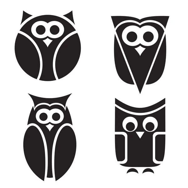 Stylized owls on white background. — Stock Vector