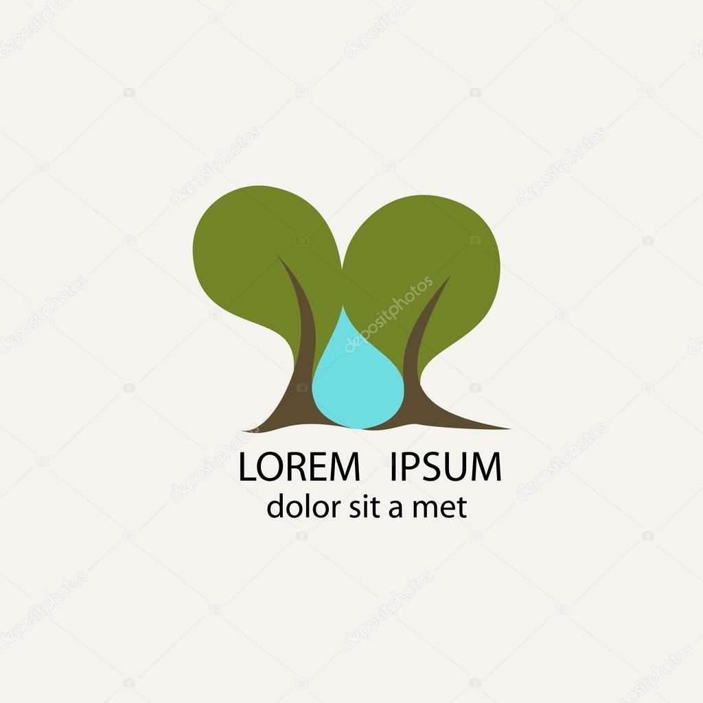Two trees and a drop of water between them. Save nature