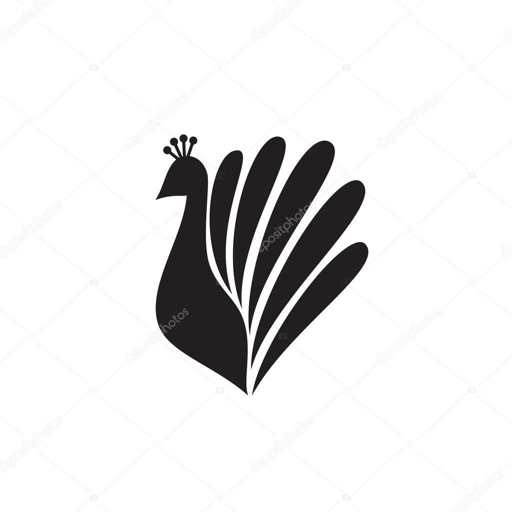 Stylized silhouette of a peacock
