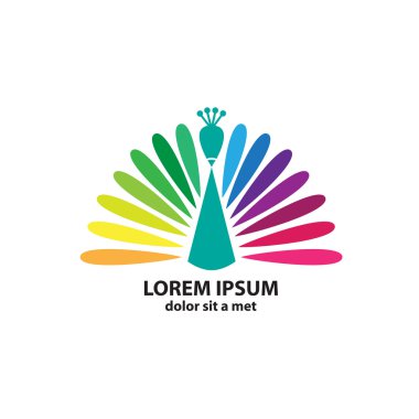 Tavus kuşu renkli stilize silüeti