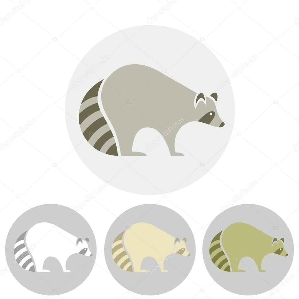 Stylized silhouette of a raccoon on light background