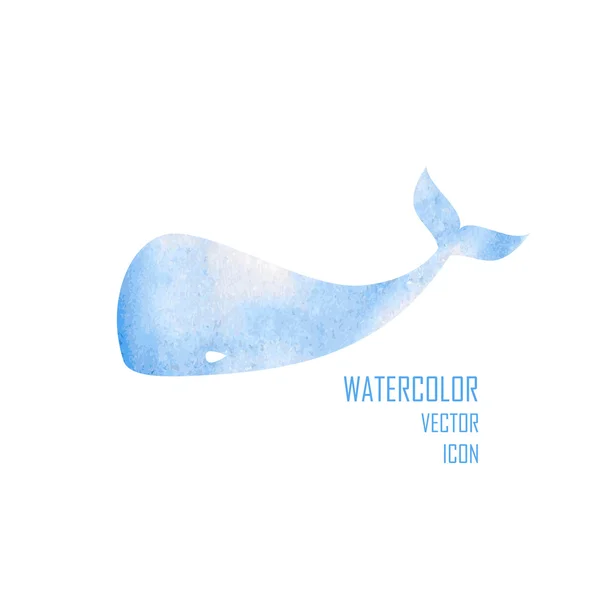 Vector watercolor image of a big whale. — Stock Vector