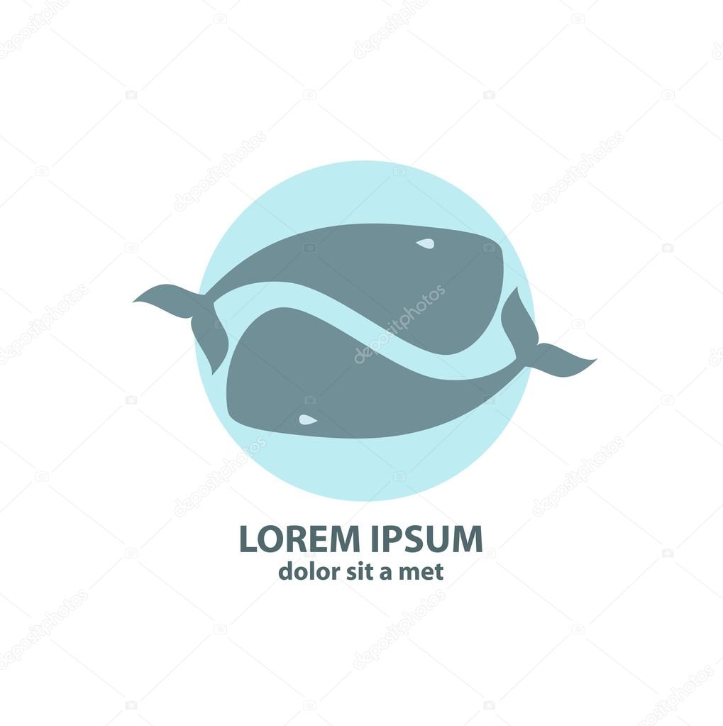 Vector image of a big whale. Whale logo