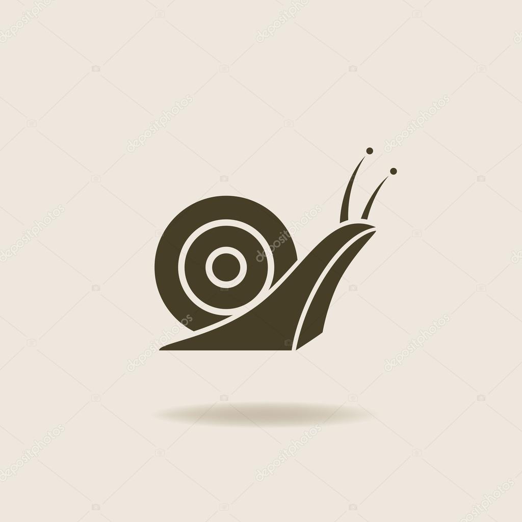 Stylized silhouette of a snail on light background