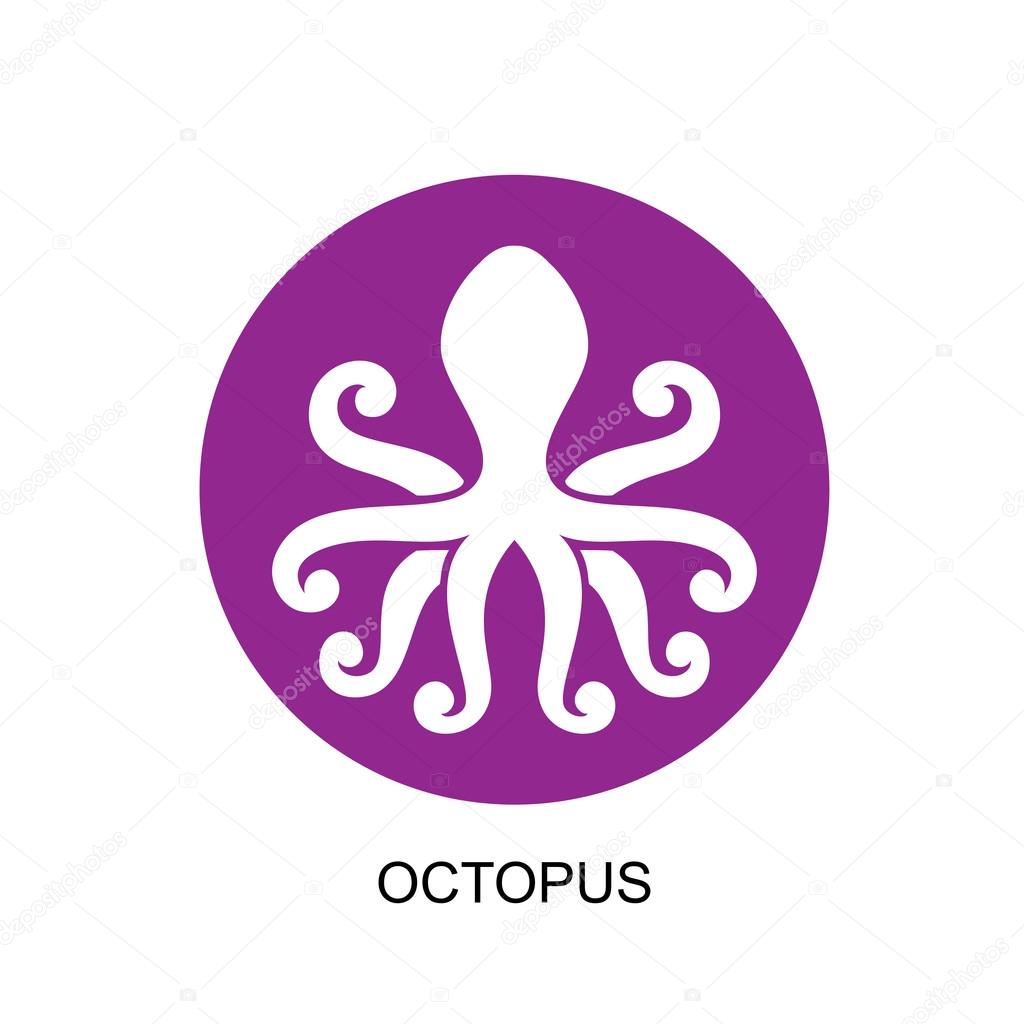 Stylized silhouette of an octopus on  light background