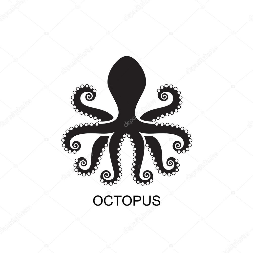 Silhouette of an octopus on  light background