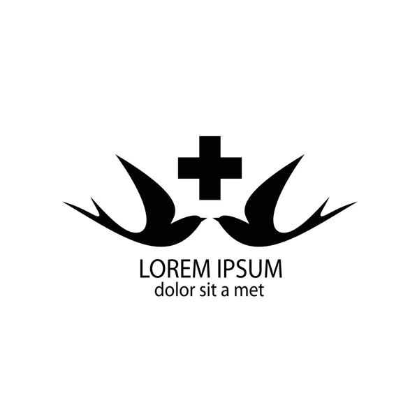 Engole com uma cruz. Logotipo para centros médicos e hospitais . — Vetor de Stock