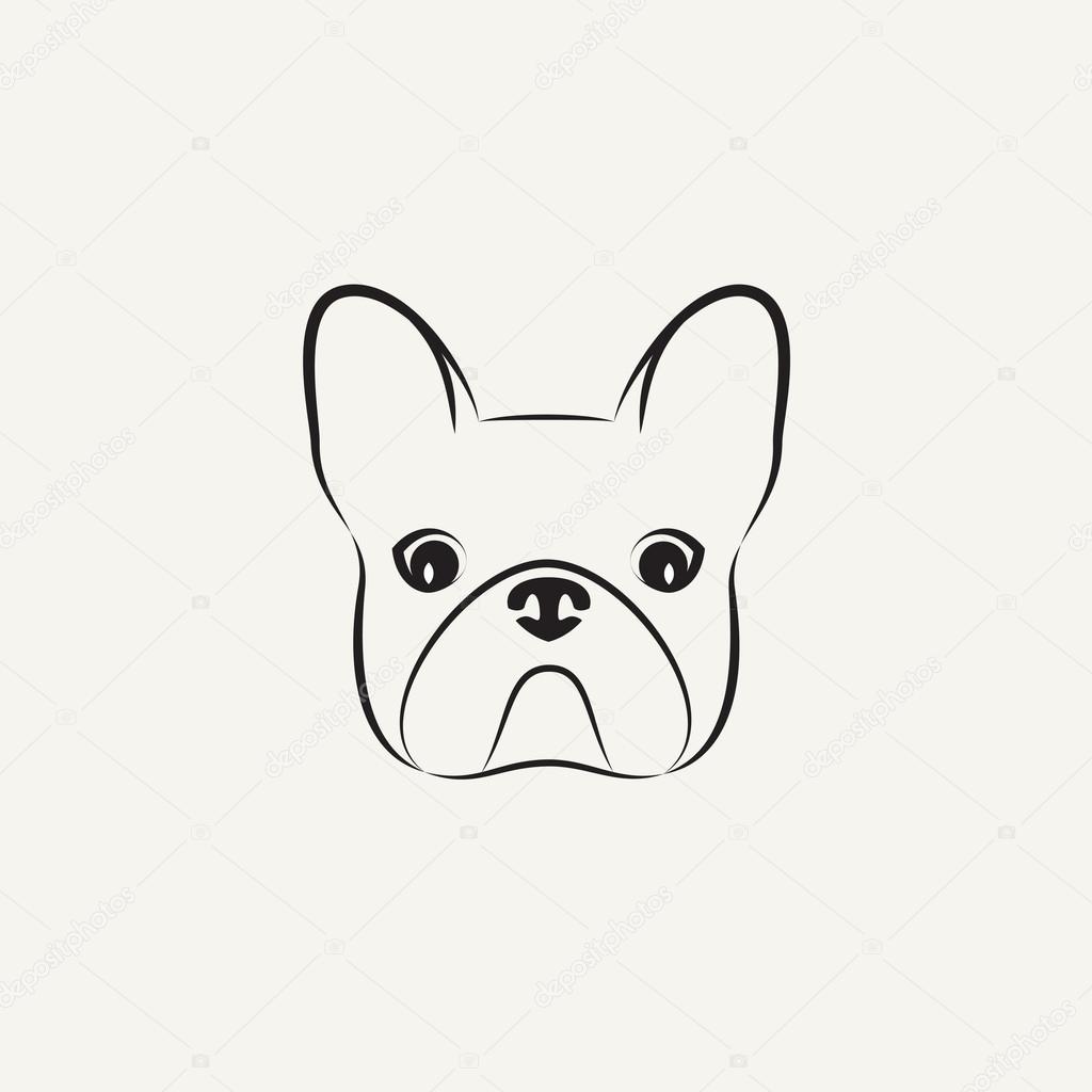 Stylized head of a bulldog on light background