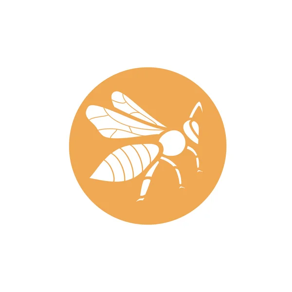 Stylized silhouette of a bee on orange background — Stockvector