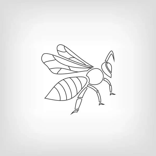 Stylized silhouette of a bee on light background — Stock Vector