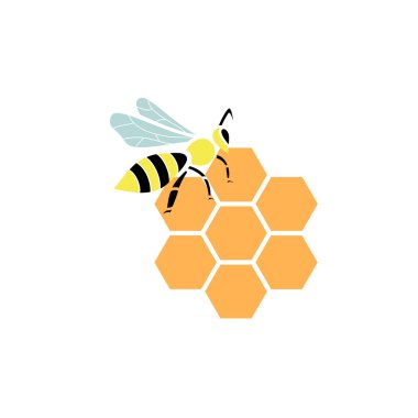 Stylized silhouette of a bee on light background