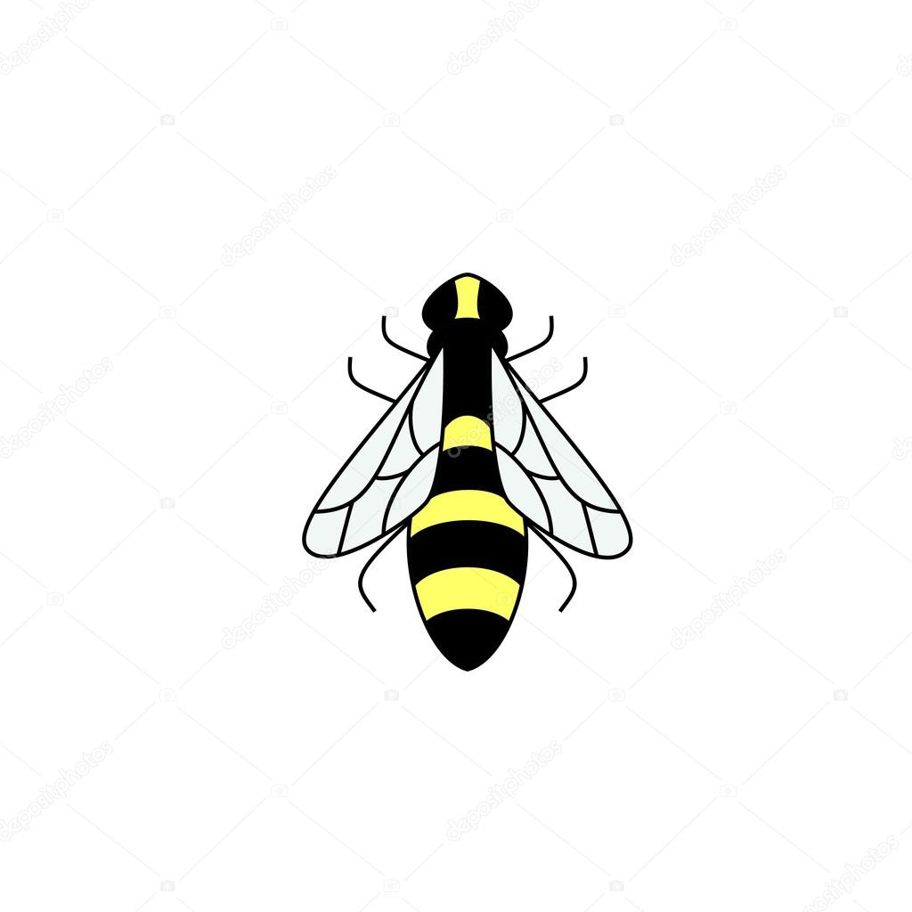 Stylized silhouette of a bee on light background