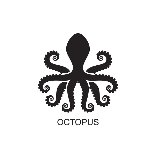 Silhouet van een octopus op lichte achtergrond — Stockvector