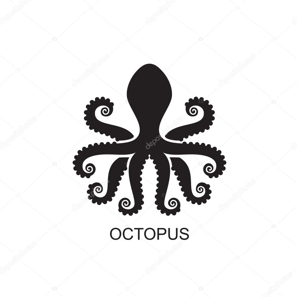 Silhouette of an octopus on  light background