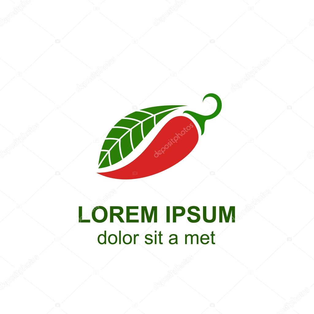 Pepper and leaf vector isolated on light background