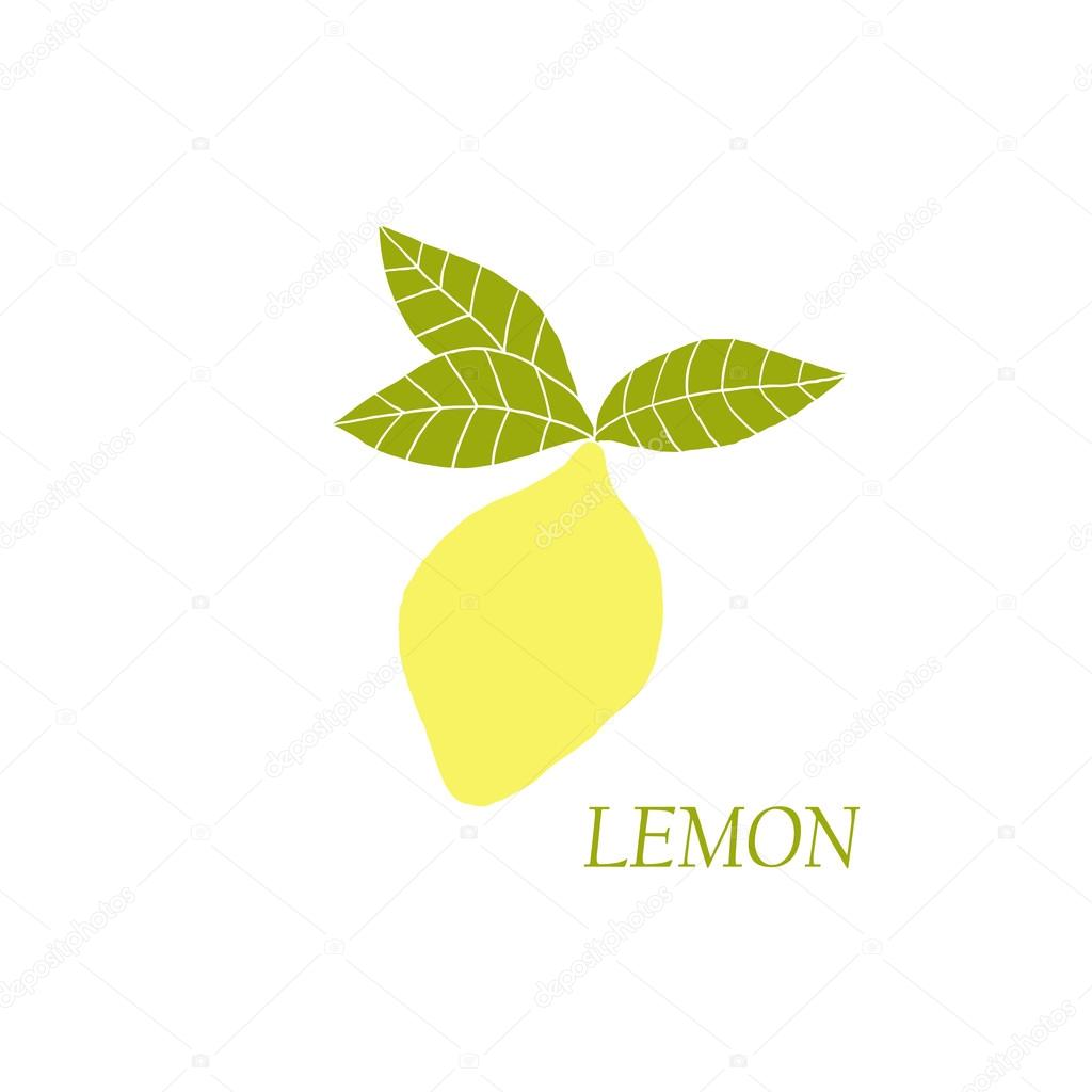 Hand drawn illustrations of yellow lemon on a white background