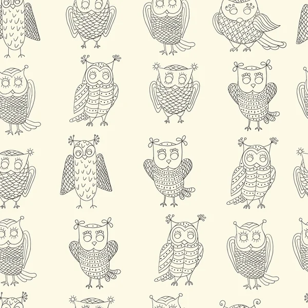 Cute cartoon vector owls. Vector pattern. — Stock Vector