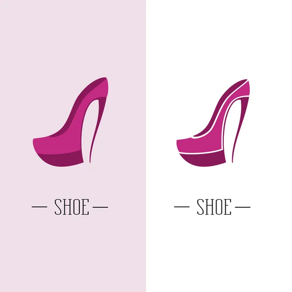 Gestileerde womens schoenen. Logo schoenenwinkel. — Stockvector